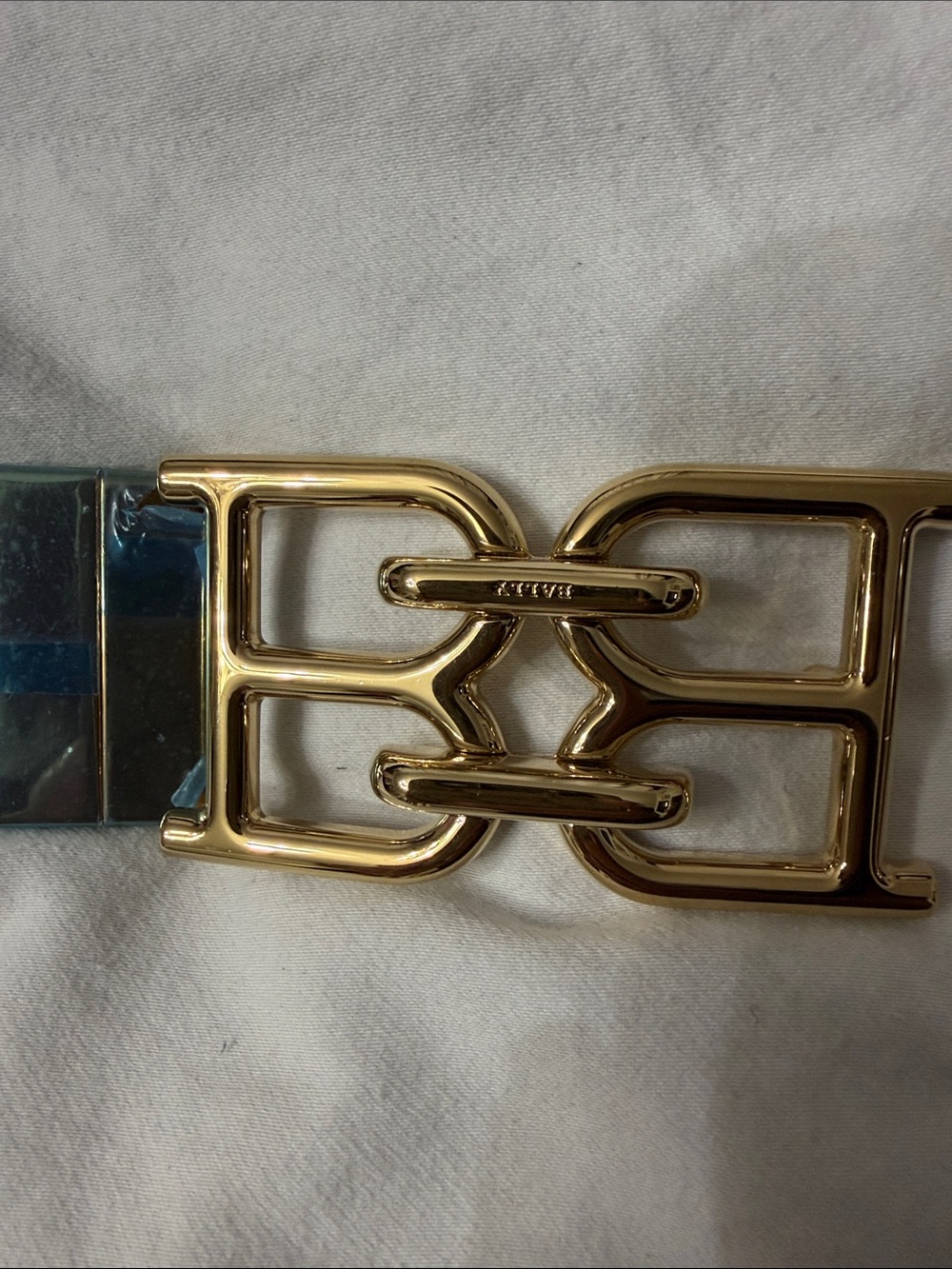 Bally Red Striped Leather Belt with Gold Logo Buckle - Picture 5 of 12